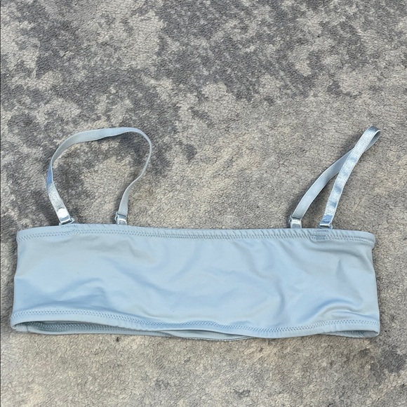 New Skims Micro Bandeau Bikini Top Swim Faded Denim Blue Sz S - Picture 5 of 9